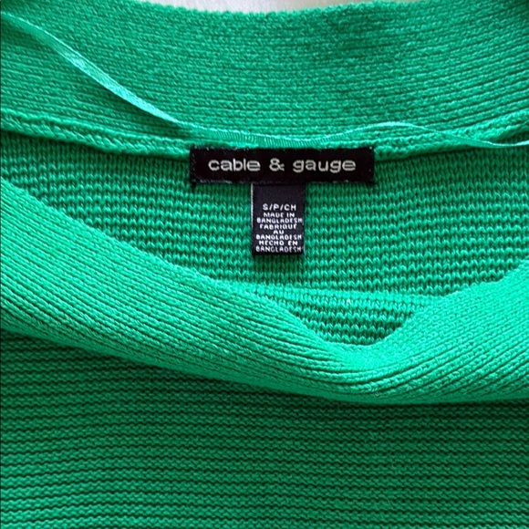 Cable & Gauge Gorgeous Kelly Green Boat Neck Sweater Ribbed Texture Cotton Sz S - Picture 5 of 11